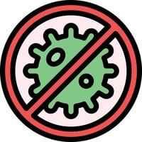 A red and green sign with a virus in it vector