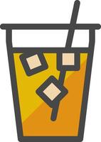 A drink with ice cubes and a straw in it vector