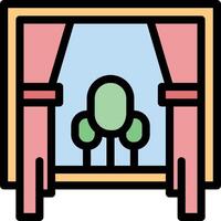 A window with curtains and a tree in it vector