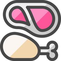 A meat and a piece of meat are shown in a flat design vector