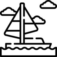 A sailboat floating in the ocean with clouds vector