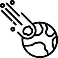 A black and white drawing of a rocket hitting a planet vector