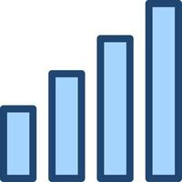 A bar chart with a blue line vector