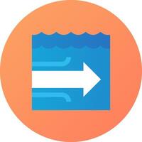A blue and orange icon with an arrow pointing to the right vector