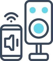 A speaker and a phone are connected to a speaker vector