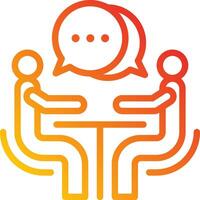 A person sitting at a table with a speech bubble above them vector