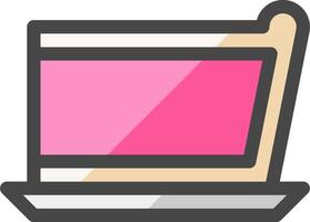 A pink laptop with a pink screen on it vector