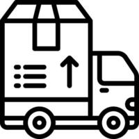 A black and white image of a truck with a box on top vector