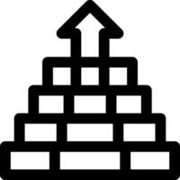A black and white image of a pyramid with an arrow pointing up vector