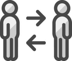 Two people are facing each other with arrows pointing in different directions vector