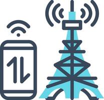 A cell phone and a tower with a wifi symbol vector