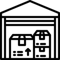 A black and white illustration of a warehouse with boxes and boxes vector