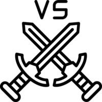 Two crossed swords with the word versus on them vector