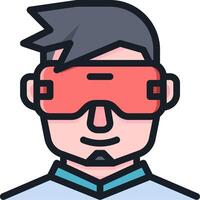 A man wearing a virtual reality headset vector