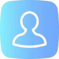 A blue and white icon with a person's head vector