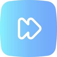 A blue and white icon with an arrow pointing left vector