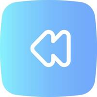 A blue and white icon with an arrow pointing down vector