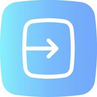 A blue and white icon with an arrow pointing to the left vector