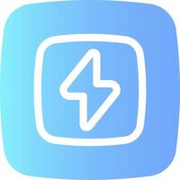 A blue and white icon with an arrow pointing up vector