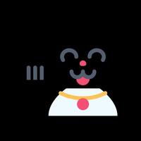 A black cat with a red nose and a gold collar vector