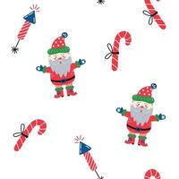 Seamless pattern with Santa Claus on white background. Christmas and New Year. illustration. vector