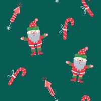 Seamless pattern with Santa Claus on green background. Christmas and New Year. illustration. vector