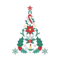 Christmas Card with Christmas Tree. Isolated element for design of cards, patterns, banners. Christmas and New Year. illustration. vector