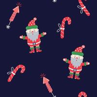 Seamless pattern with Santa Claus on dark background. Christmas and New Year. illustration. vector