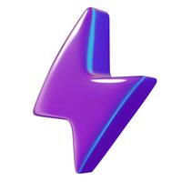 Y2k lightning bolt 3d holographic icon or flash thunder and energy symbol vector