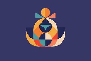 A colorful geometric design with a woman's head vector