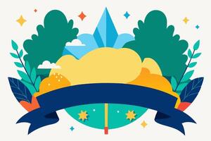 A colorful banner with a mountain and trees vector