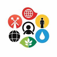 A group of icons with different symbols around them vector