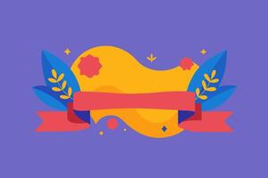 A colorful banner with a ribbon and leaves vector