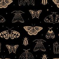 Celestial butterflies seamless pattern for textile prints, wallpaper, digital paper, wrapping paper, packaging, stationery, etc. EPS 10 vector