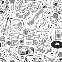 music seamless pattern with nlack and white doodles for coloring pages, prints, cards, wallpaper, backgrounds, scrapbooking, stationery, wrapping paper, etc. EPS 10 vector