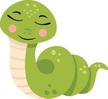 Cute green snake isolated on white vector