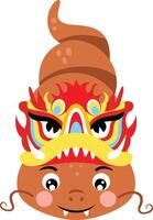 Cute snake with mask on head for chinese new year vector