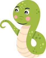 Cute green snake isolated on white vector