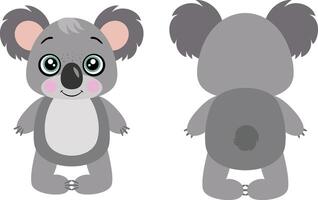 Cute koala on front and back position vector