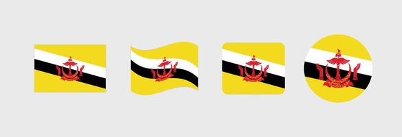 Brunei flag. Set of Brunei Flags Collection. vector