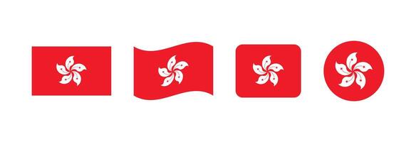 Hong Kong flag. Set of Hong Kong Flags Collection. vector