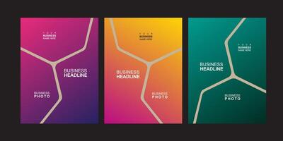 Three colour gradient poster design template vector