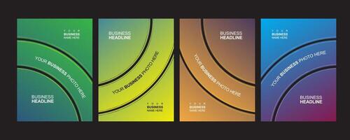 Dynamic gradients four angle poster set vector
