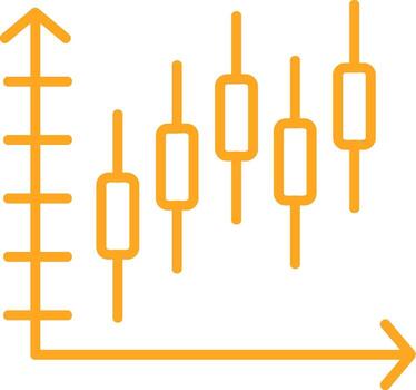 curva de campana en el icono de dos colores de la línea gráfica vector