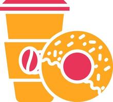 Coffee And Donut Glyph Two Color Icon vector