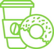 Coffee And Donut Line Multi Colors Icon vector