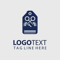 A tag with scissors and a tagline logo vector