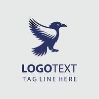 A crow logo design with a blue bird on it vector