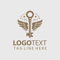 Key with wings logo design vector