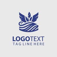 A blue logo with a wave and a bird on it vector